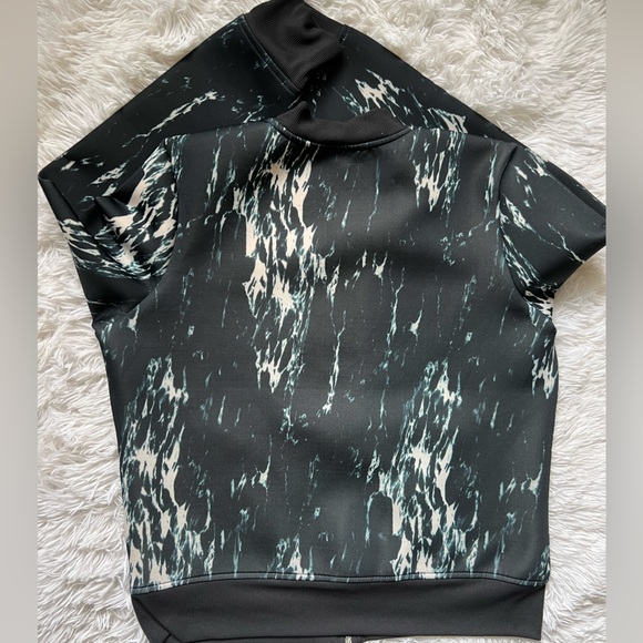 Women’s RBX Activewear Bomber Jacket Women’s Size XL  Black Blue & White Marble - Picture 7 of 16